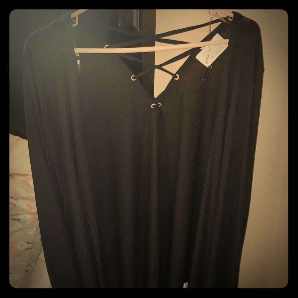 Long dress shawl/open cardigan with strappy back